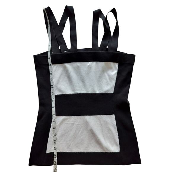 New Cache Women's Black White Y2K Knit Colorblock Tube Tank Top Size M - Picture 5 of 8